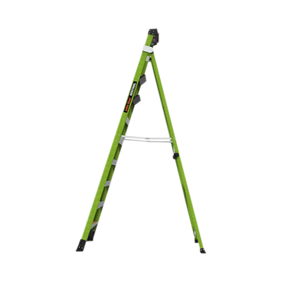 Escalera de 3.05 m Capacidad máxima de 170 Kg, inclinada, de fibra de vidrio con almohadilla de pared giratoria.