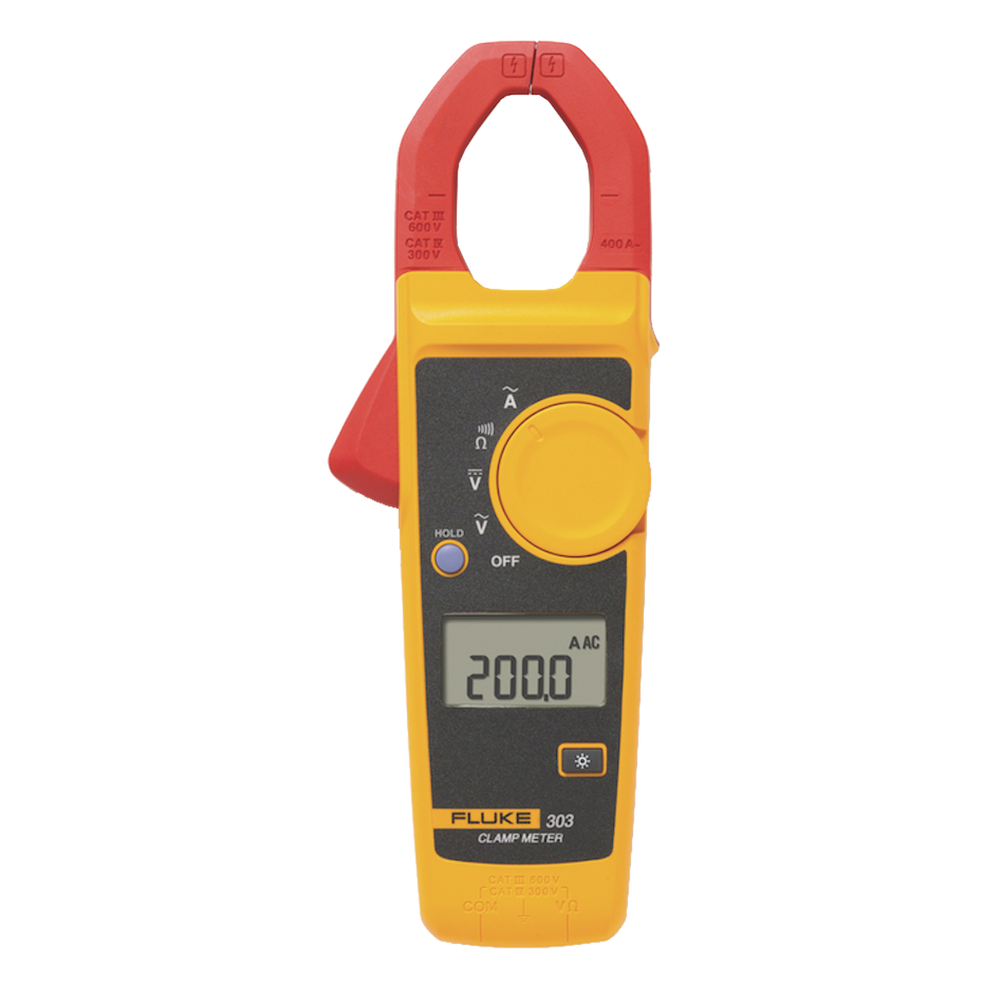 Amperimetro de Gancho, Para Medida de Corriente en CA de 600 A y Tensión en CA y CC de 600V — FLUKE · SKU FLUKE-303/EMESP
