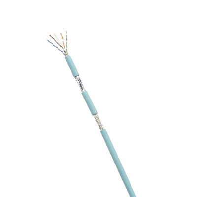 Bobina de Cable Blindado SF/UTP Categoría 6A, Uso Industrial con Resistencia al Aceite y Rayos UV, Multifilar 24/7 (Flexible), Color Azul Cerceta, Bobina de 305 Metros (1000 Pies)