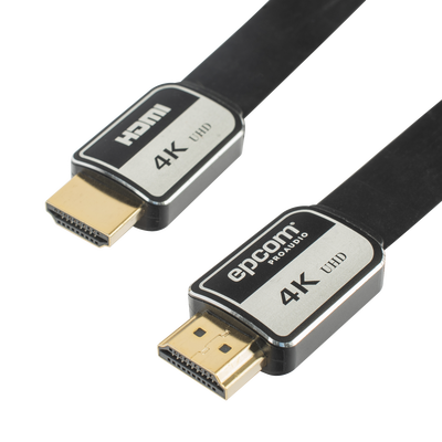 Cable HDMI de 1.8 Metros (5.91 Pies) | Alta Definición | Versión 2.0 | Alta Velocidad 18Gbps | 4K@60Hz | Conectores Chapados en Oro | Tipo Plano — EPCOM PROAUDIO · SKU EP-PH-4K-1.8M
