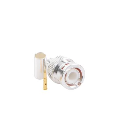 Conector BNC Macho de Anillo Plegable para Cable LP-142, LP-195, LMR-195, RG-58/U, RG-142/U, Plata/Oro/Teflón.
