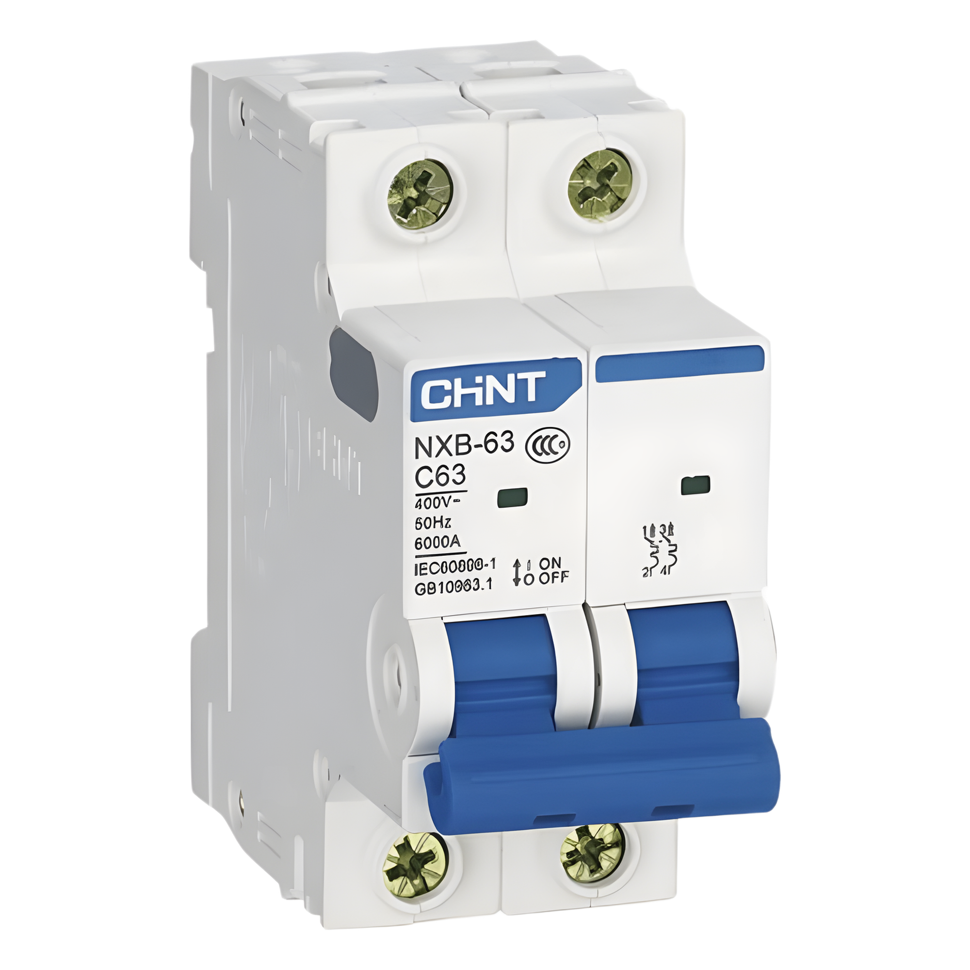 Pastilla para Riel Din, 2 Polos, 40 Amp, Vca:110/415v, 10kA, Catálogo: NXB632PC40. — CHINT · SKU NXB632PC40