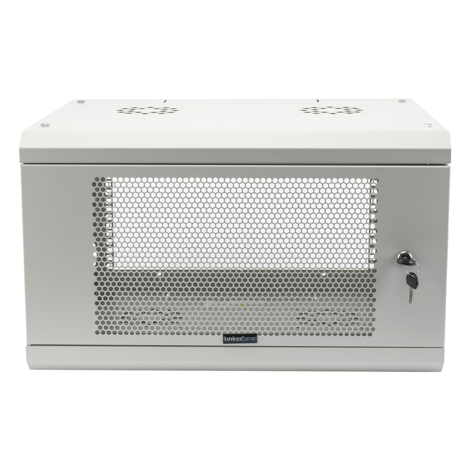 Gabinete de Pared de 6U con Puerta Perforada, 455 mm de Profundidad Total, Rack de 19'', Acero Reforzado Color Blanco — LINKEDPRO · SKU SR1906LH3PW