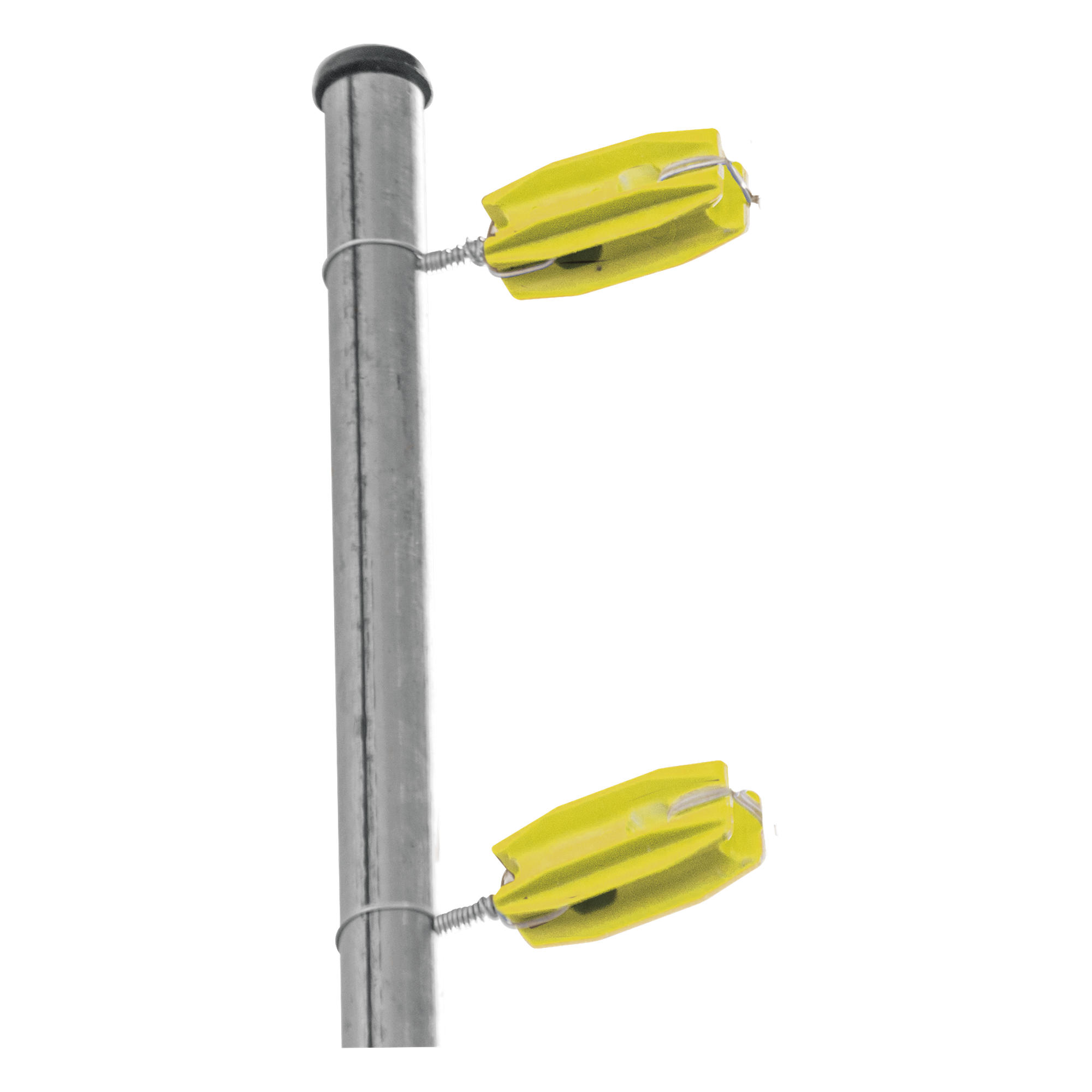 Aislador de Esquina Amarillo para Cercos Eléctricos / 18 kV / Resinas Vírgenes / Resistencia 7.5-10.2 kg / Anti UV / 66 mm x 31.6 mm — SFIRE · SKU SFESQUINEROY