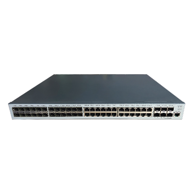 Switch Gigabit / Administrable Capa 3 / 24 puertos 10/100/1000 Mbps + 24 puertos SFP / 6 puertos SFP+ 10 G de Uplink. — HIKVISION · SKU DS-3E3754TF