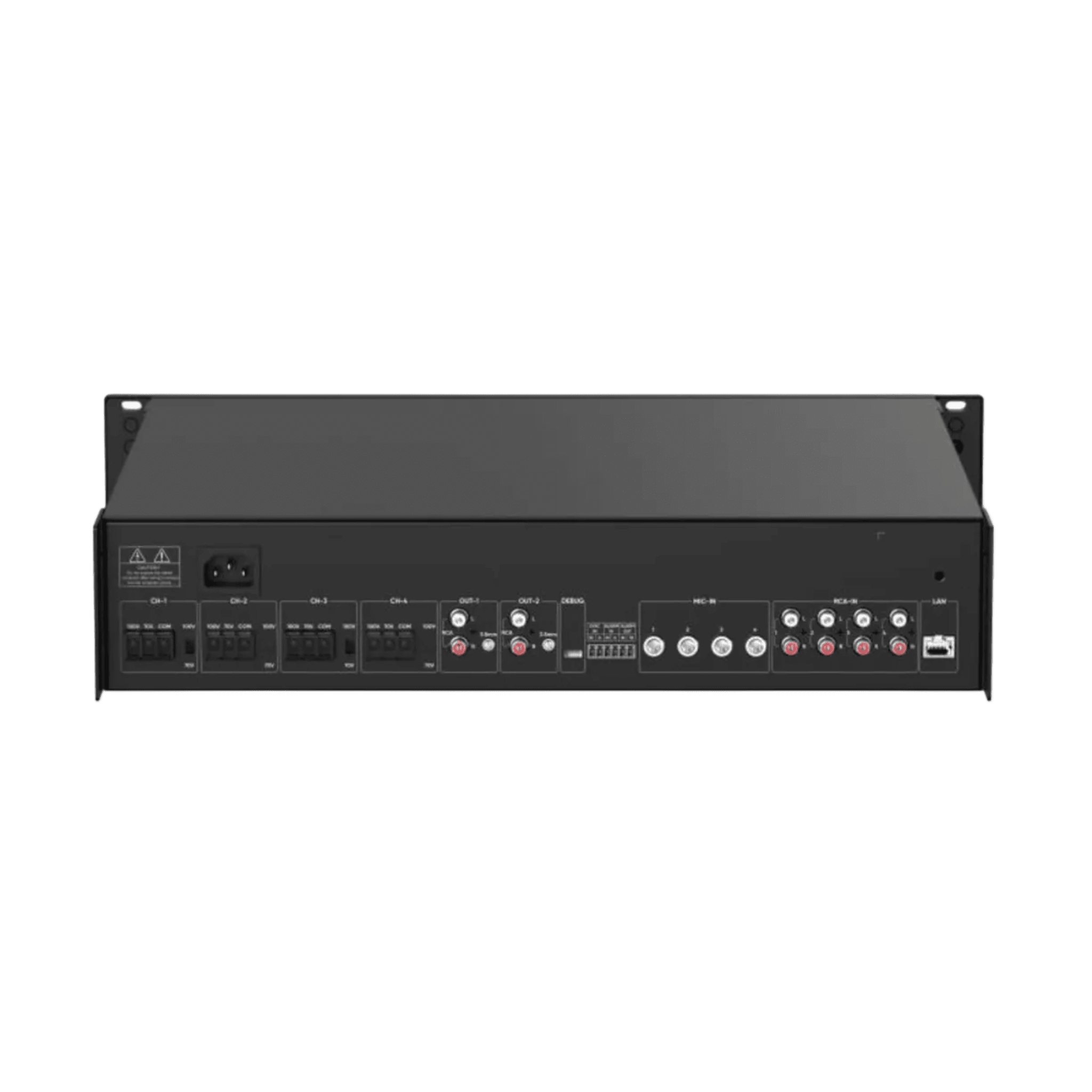 Amplificador de Red | 4 Zonas de 250W | 100V/70v | Calendarización de eventos | Biblioteca de Materiales de Audio | Entrada de Alarma | Hik-Connect /Hikcentral profesional 