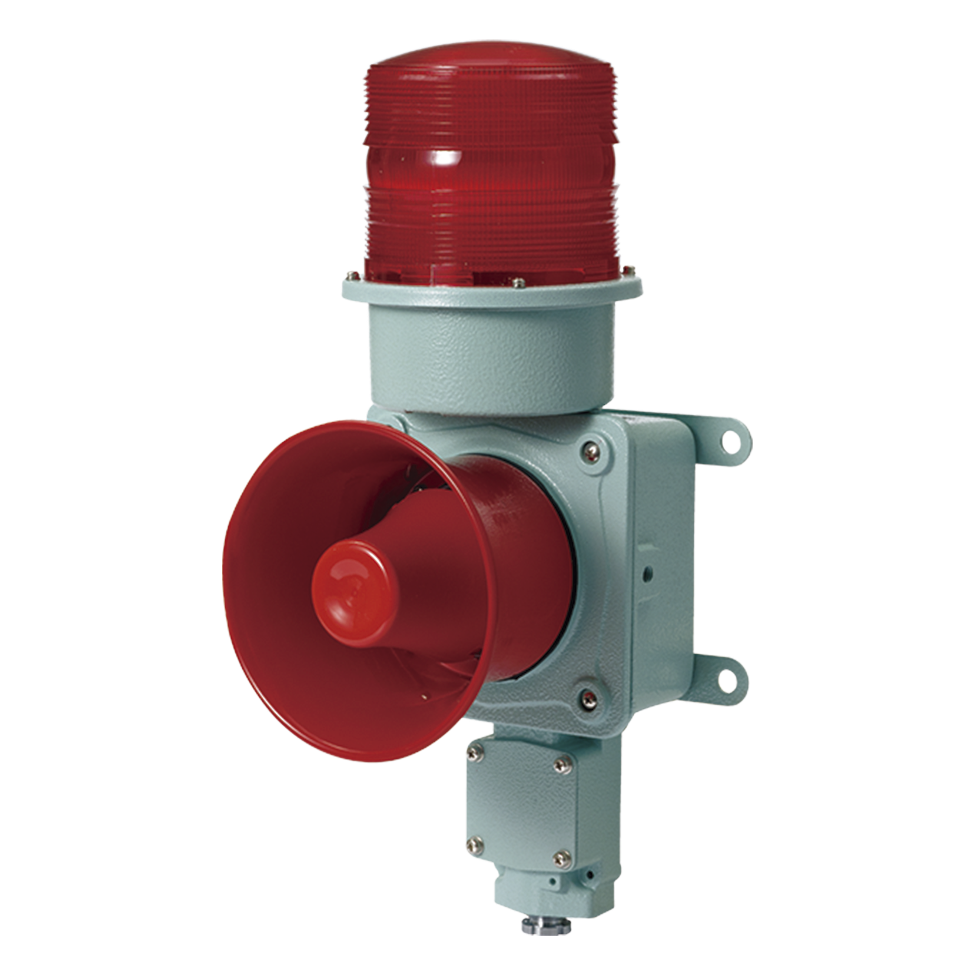 Combinación de baliza LED color roja con sirena electrónica para aplicaciones de la industria pesada máx.120 dB a 24 VCD — QLIGHT · SKU SDL-WS-24-R