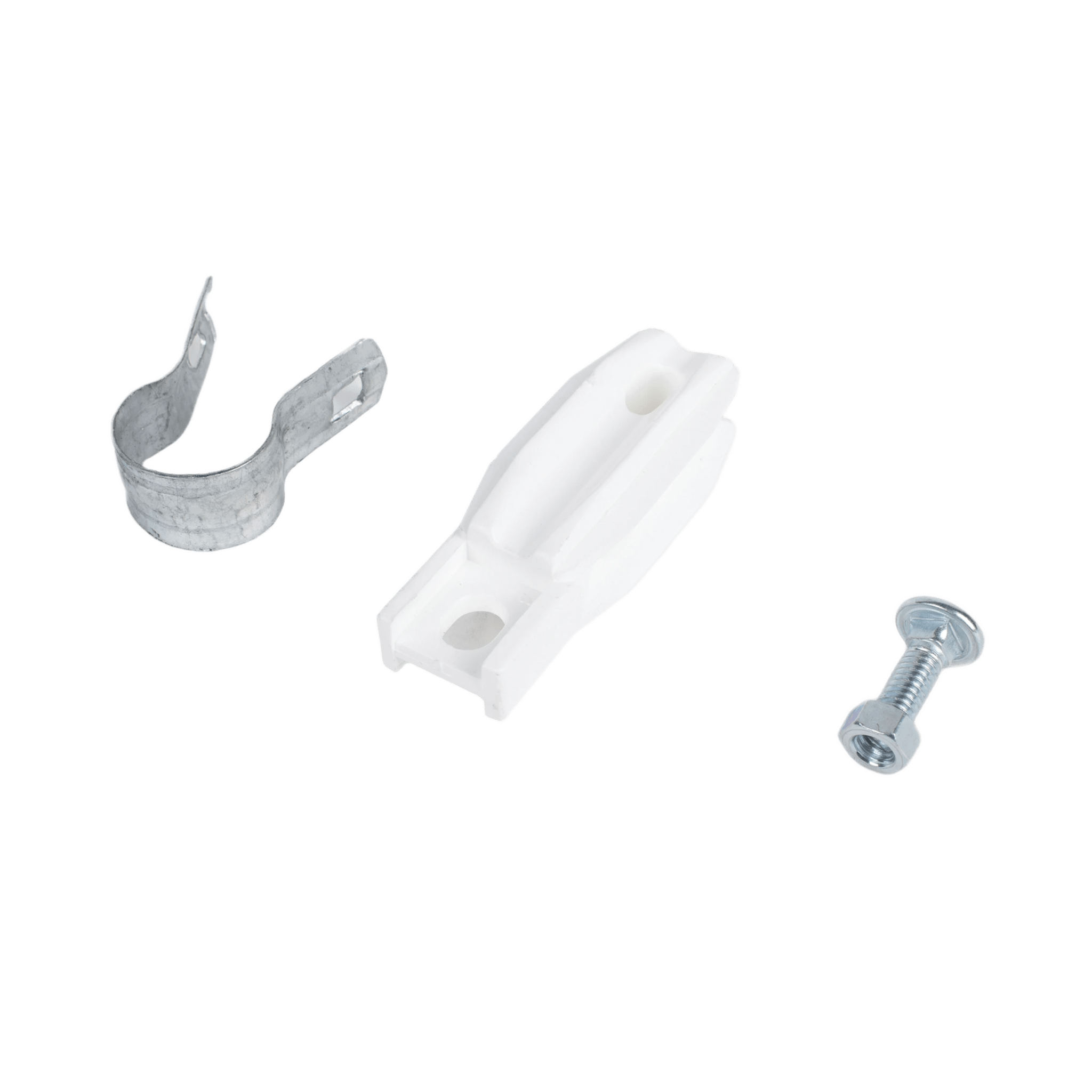 Aislador de paso o esquina de color Blanco con abrazadera incluida de 33-38mm para uso en tubería de malla ciclónica.