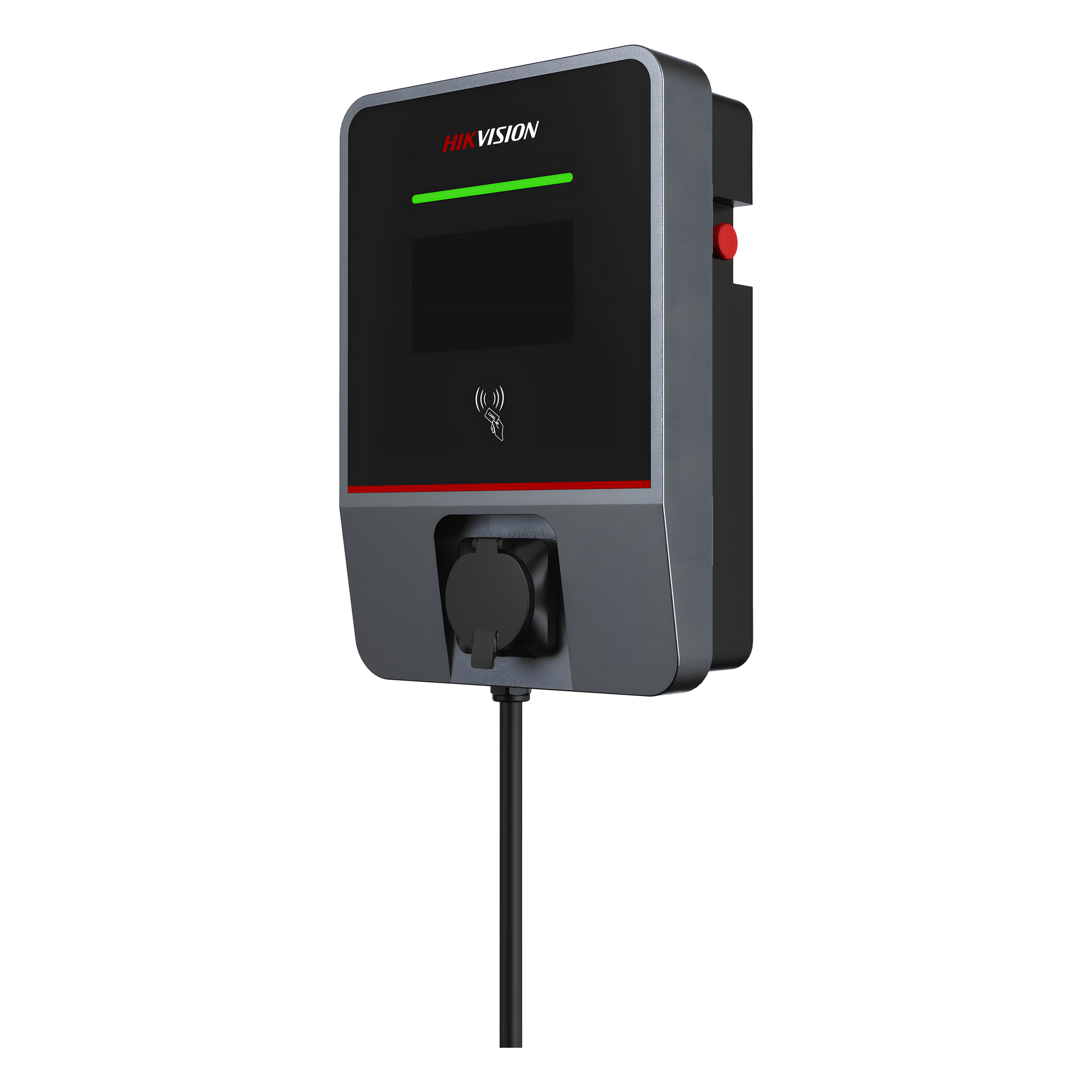 Estación de Carga para Vehículos Eléctricos / 22 kW / 32 A / Conector Tipo 2 (IEC 62196) / 400 V Trifásico y 230 V Monofásico / Pantalla LCD 7 in (17.8 cm) / Plug and Play / RFID / App / OCPP / IP55 / IK08 — HIKVISION · SKU DS-TMP102-A1(H)(22KW)(EU)