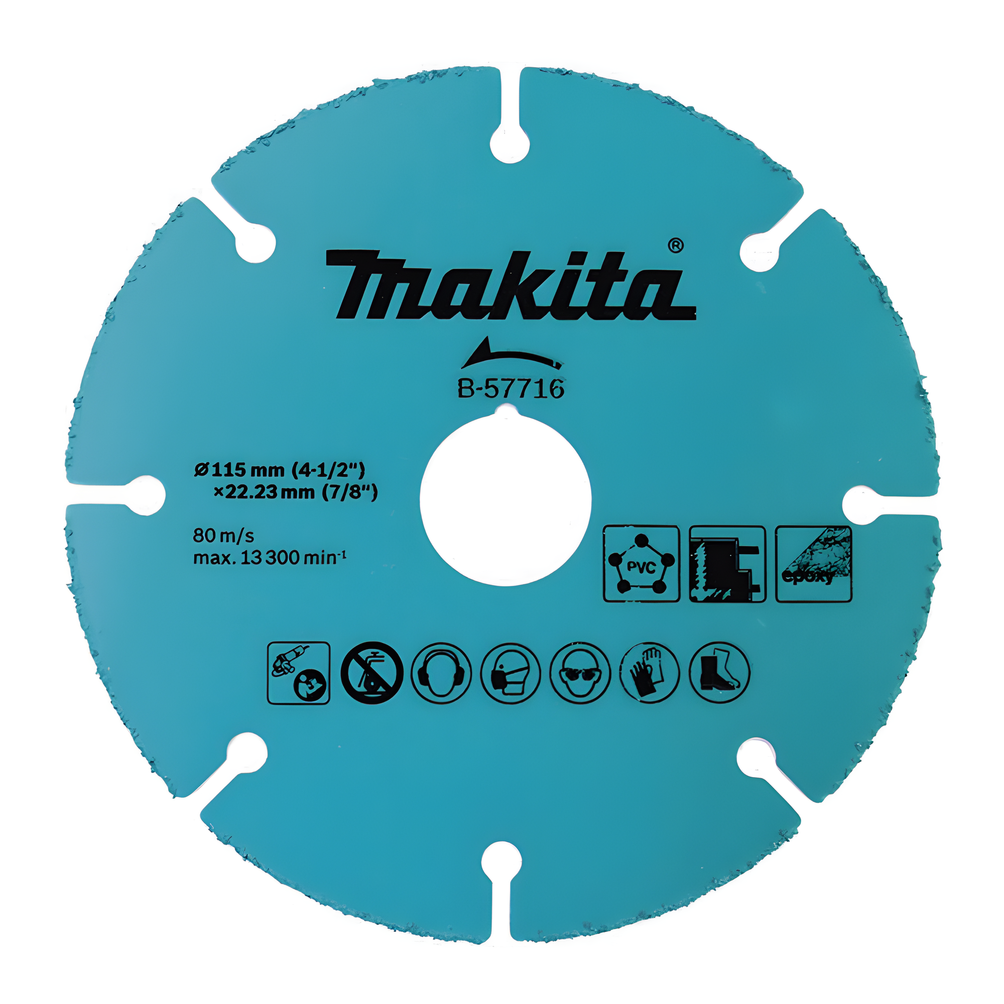 Disco de carburo de tugsteno 4 1/2" multi-material para esmeriladora, Ideal para Yeso y Epóxicos. — MAKITA · SKU B-57716