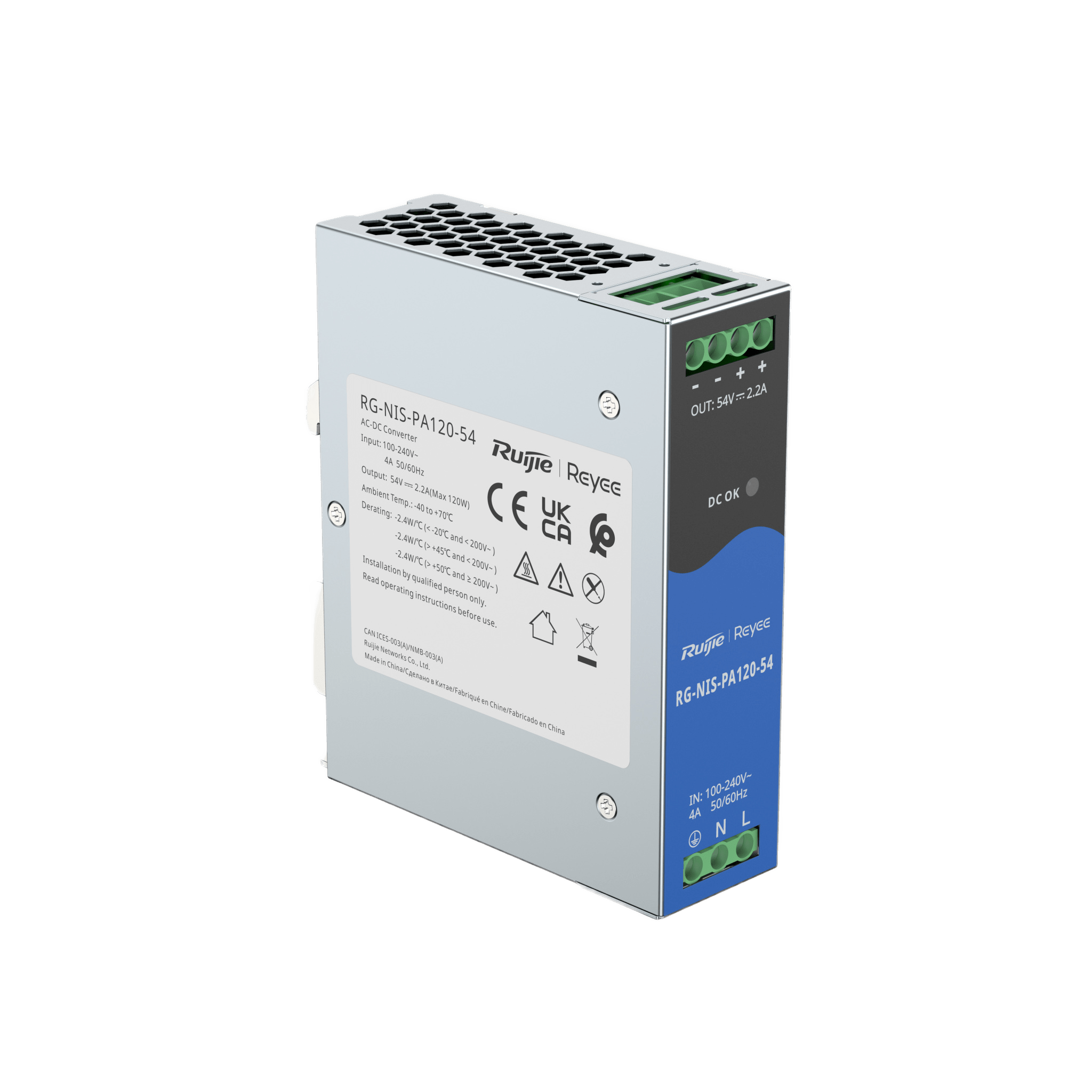 Fuente de Alimentación AC/DC 120W DIN-RAIL para Switch Industrial