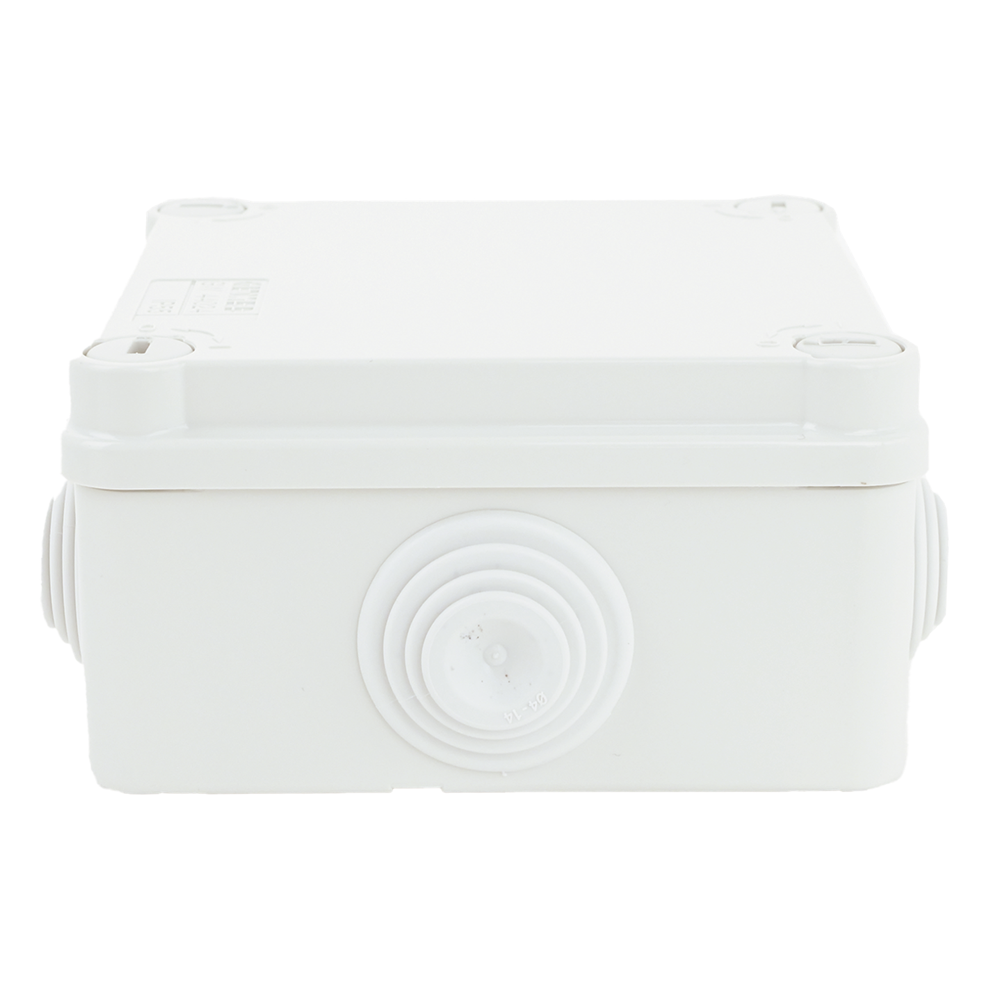 Caja Estanca de PVC Para Derivación y Conexión, 6 Entradas, Tapa con Tornillo de 1/4" de Vuelta, 100x100x50 mm (Área Interna), Uso Exterior IP55, Material que no Propaga el Fuego y Libre de Hálogenos