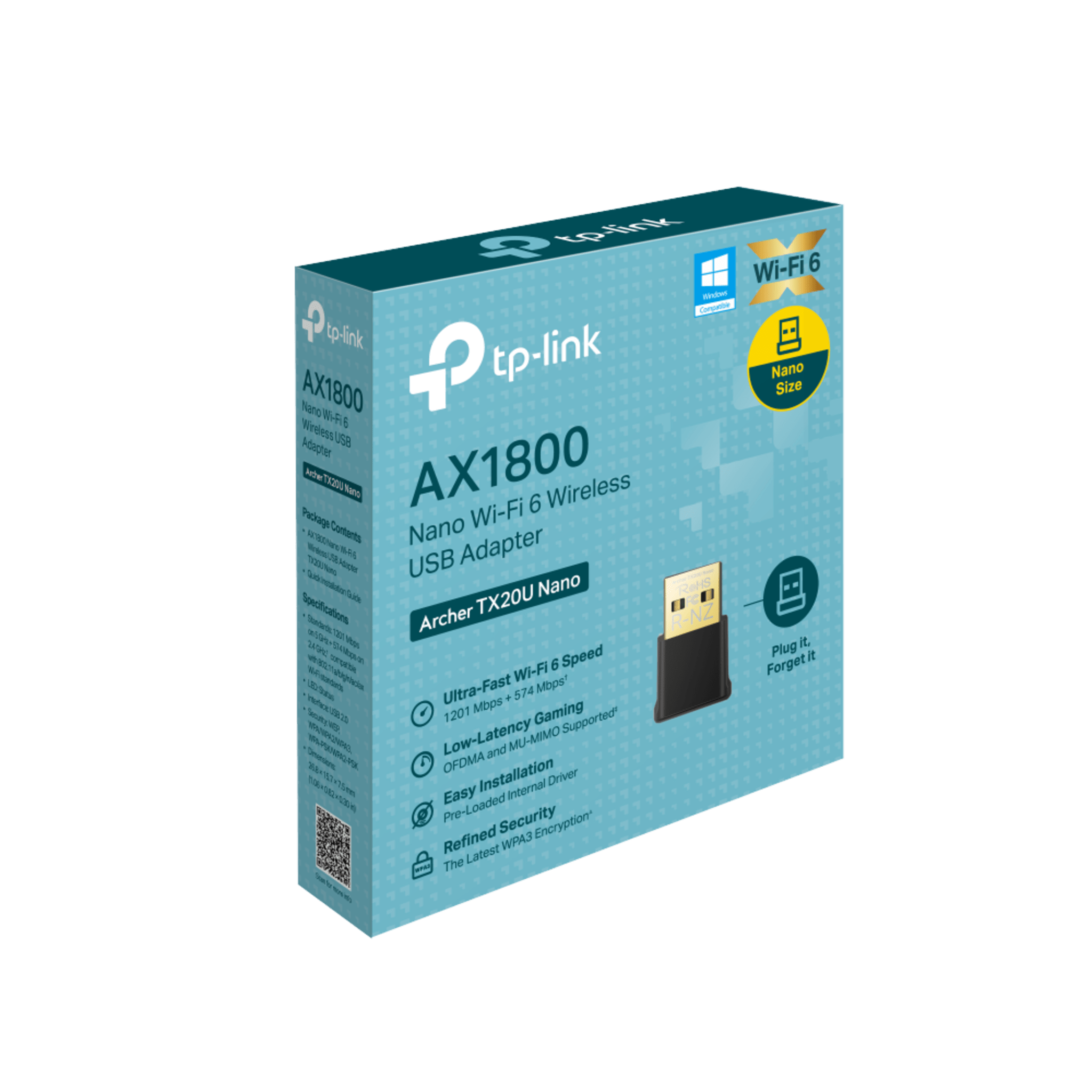 Mini Adaptador USB inalámbrico doble banda AC 600 Mbps, antena onmidireccional.