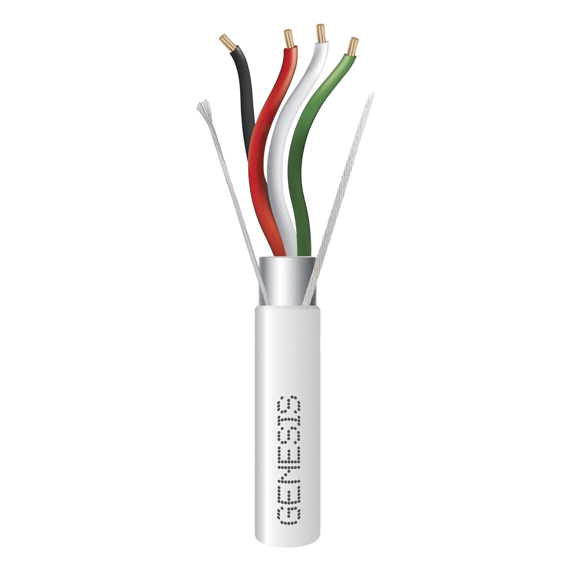 Bobina de 305 Metros (1000 Pies) de Cable 4 x 22 AWG BLINDADO / RISER / Color Blanco / Para Aplicaciones de Audio, Seguridad y Control