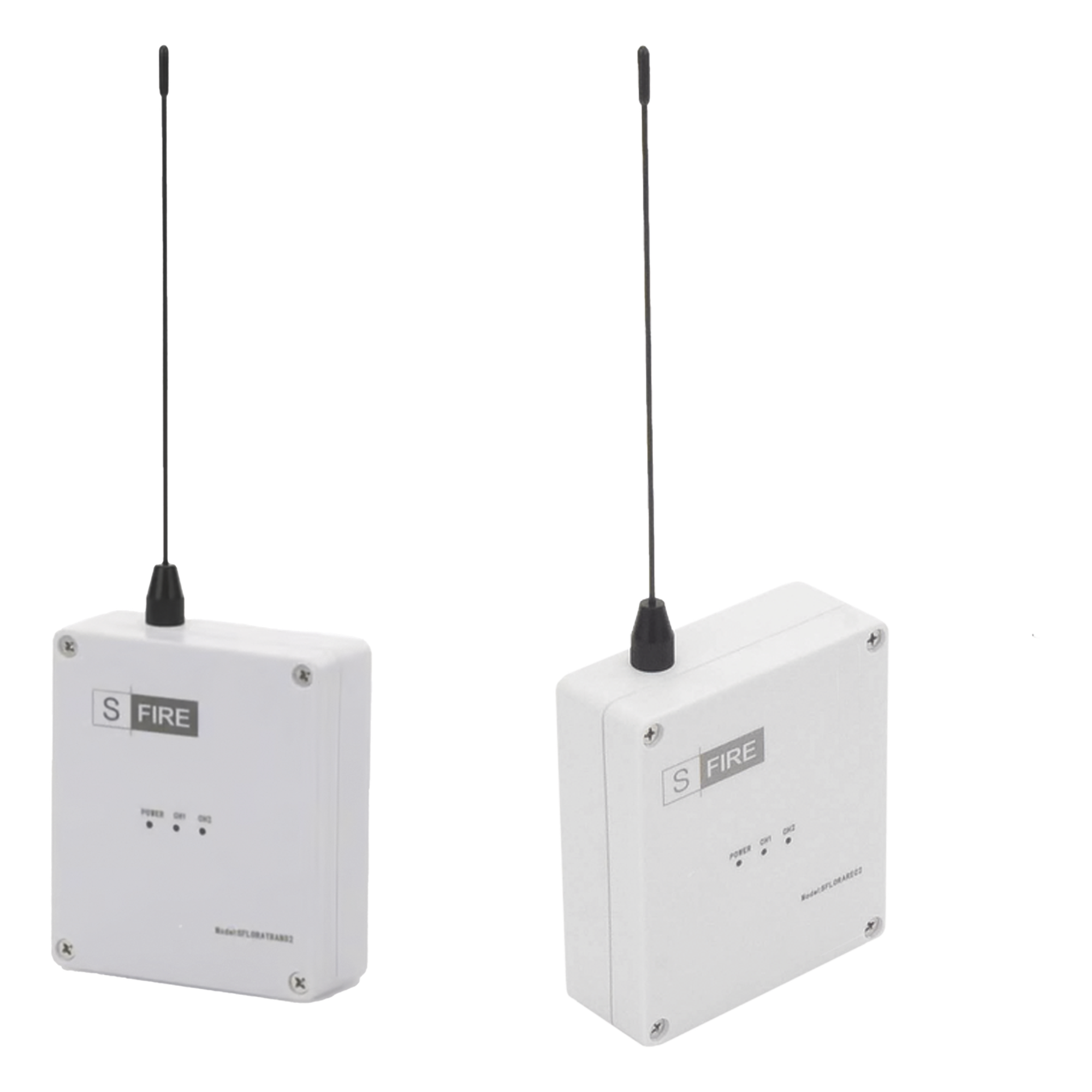 Kit Inalámbrico de Largo Alcance / Transmisor 12Vcc + Receptor 2 Salidas / 2,500 m (8,202 ft) / 433.92 MHz / Contacto Seco / -20°C a +80°C — SFIRE · SKU SFLORAKITDC