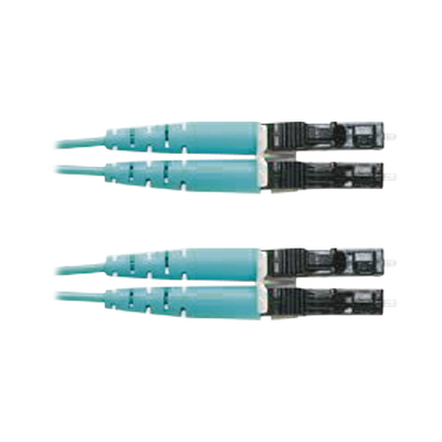 Jumper de Fibra Optica Multimodo 50/125 OM3, LC-LC Duplex, OFNR (Riser), Color Aqua, 9 Metros (29.53 Pies)