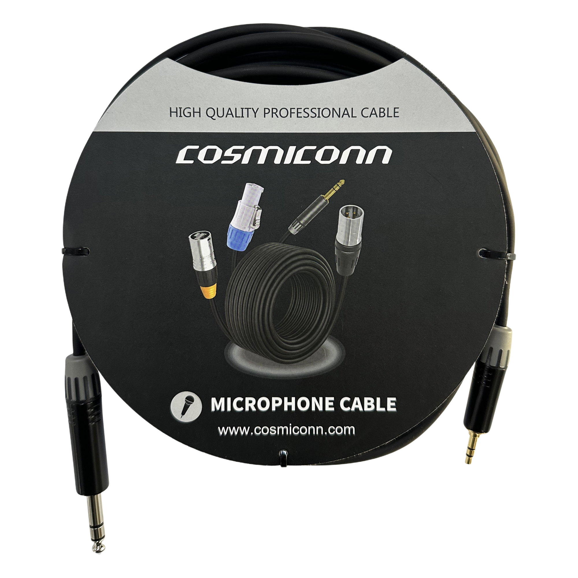 Cable 6.35mm a 3.5mm, conectores color negro MP3X-B - MTP3C-BG, length 5m — COSMICONN · SKU CMC220AS-TP-PS-5-BG1