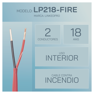 Alambre de Alarma contra Incendios - Bobina de 305 Metros (1000 Pies): 2 x 18 AWG, Rojo, Tipo FPLR, (UL) FT4, Ideal para Sistemas de Detección y Evacuación de Incendios