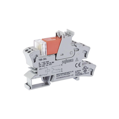 Módulo con Relé / 24 VCC / 16 A / 1 Inversor / Push-in CAGE CLAMP® / LED Rojo / IP20 / Montaje Carril DIN — WAGO · SKU 788-304