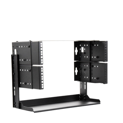 Rack Abierto de montaje en Pared, de 19in, 5 Unidades de rack, Profundidad Ajustable (8" a 12") con Charola de Uso Múltiple.