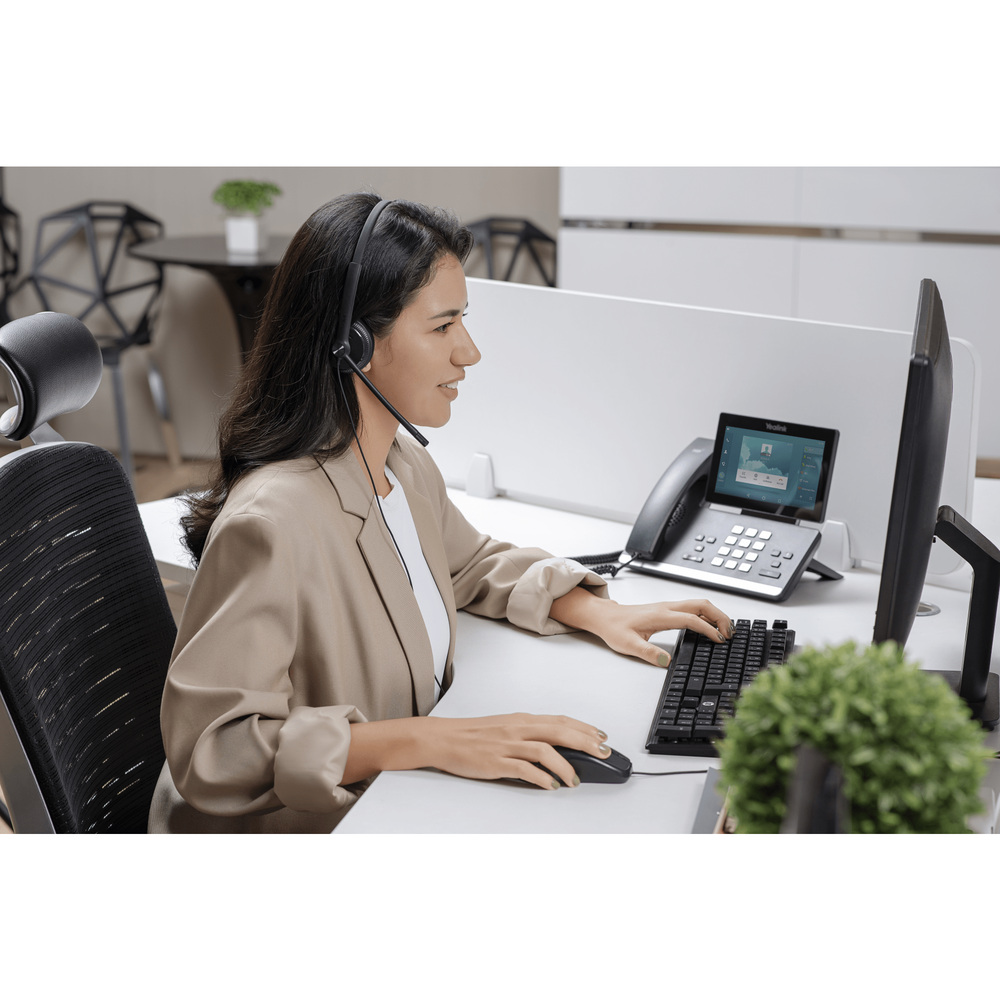 Diadema Alámbrica UH34 Lite Mono Teams de Yealink USB-C/A con Almohadillas de Espuma