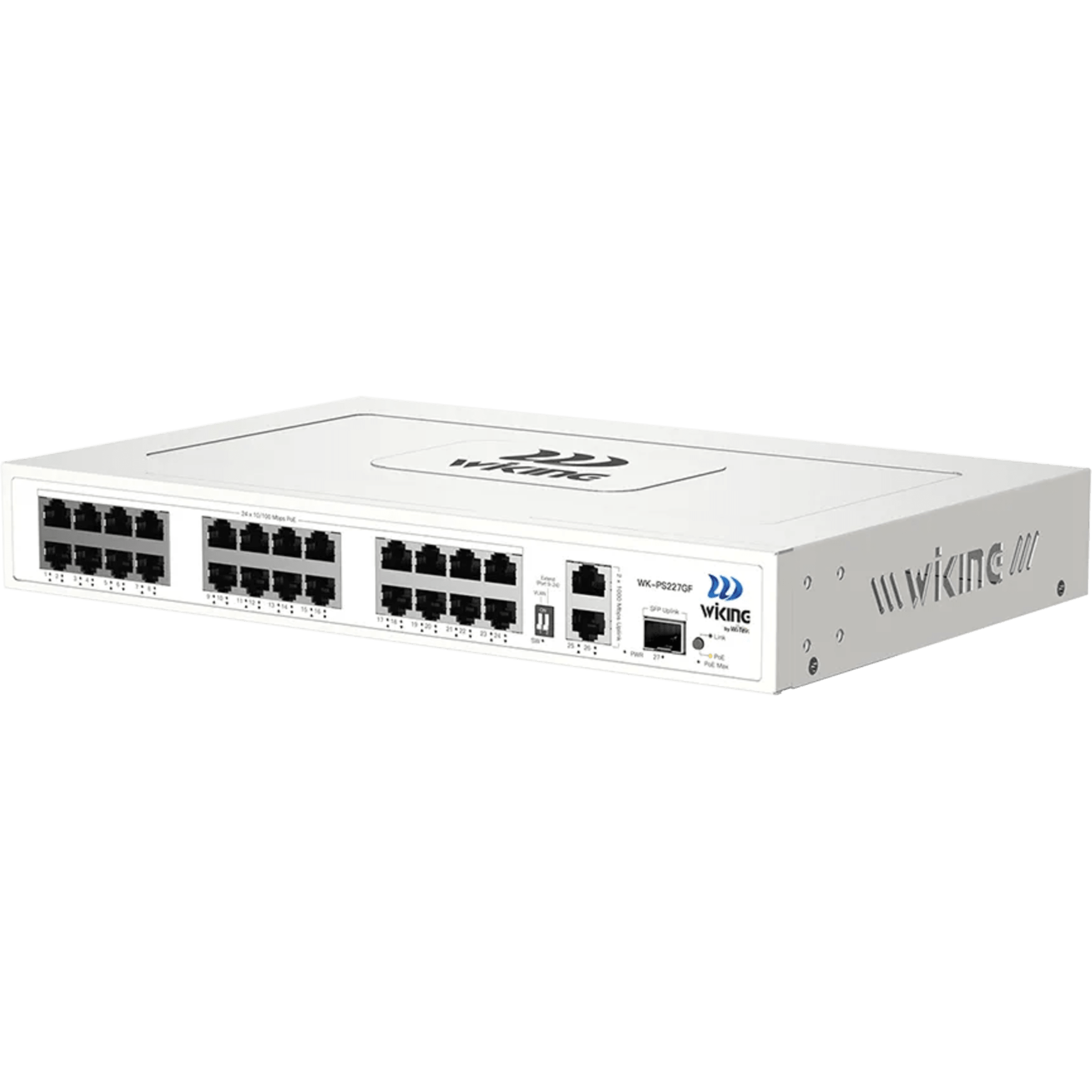 Switch PoE No Administrable / 24 Puertos 10/100 Mbps PoE / 2 Puertos Uplink Gigabit / 1 Ranura SFP 1000 Mbps / Presupuesto PoE 270 W / Hi-PoE 60 W