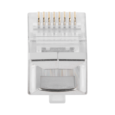 Bote con 100 Piezas de Plug Modular RJ45 Cat6 Blindado, Chapado de Oro a 30 Micras para Durabilidad Extrema SIN PIN de Tierra