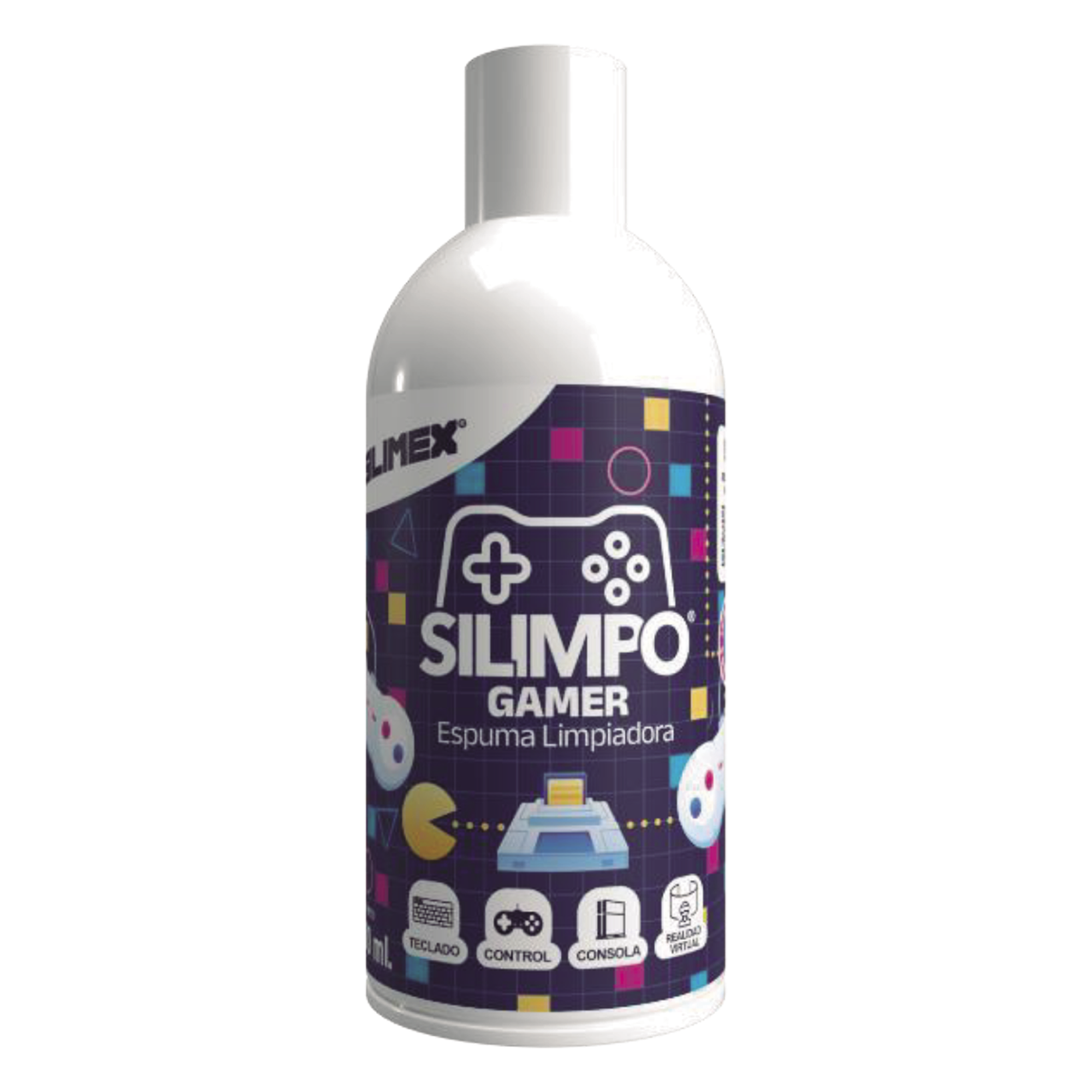 Silimpo Gamer La Espuma de Limpieza con Protección UV, Efecto Anti-Estático y Aroma a Chicle para tus Dispositivos Gaming. — SILIMEX · SKU SILIMPO-GAMER