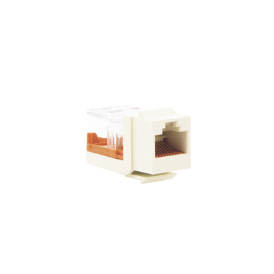 Conector Jack Estilo Leadframe, Tipo Keystone, Categoría 5e, de 8 Posiciones y 8 Cables, Color Blanco Mate