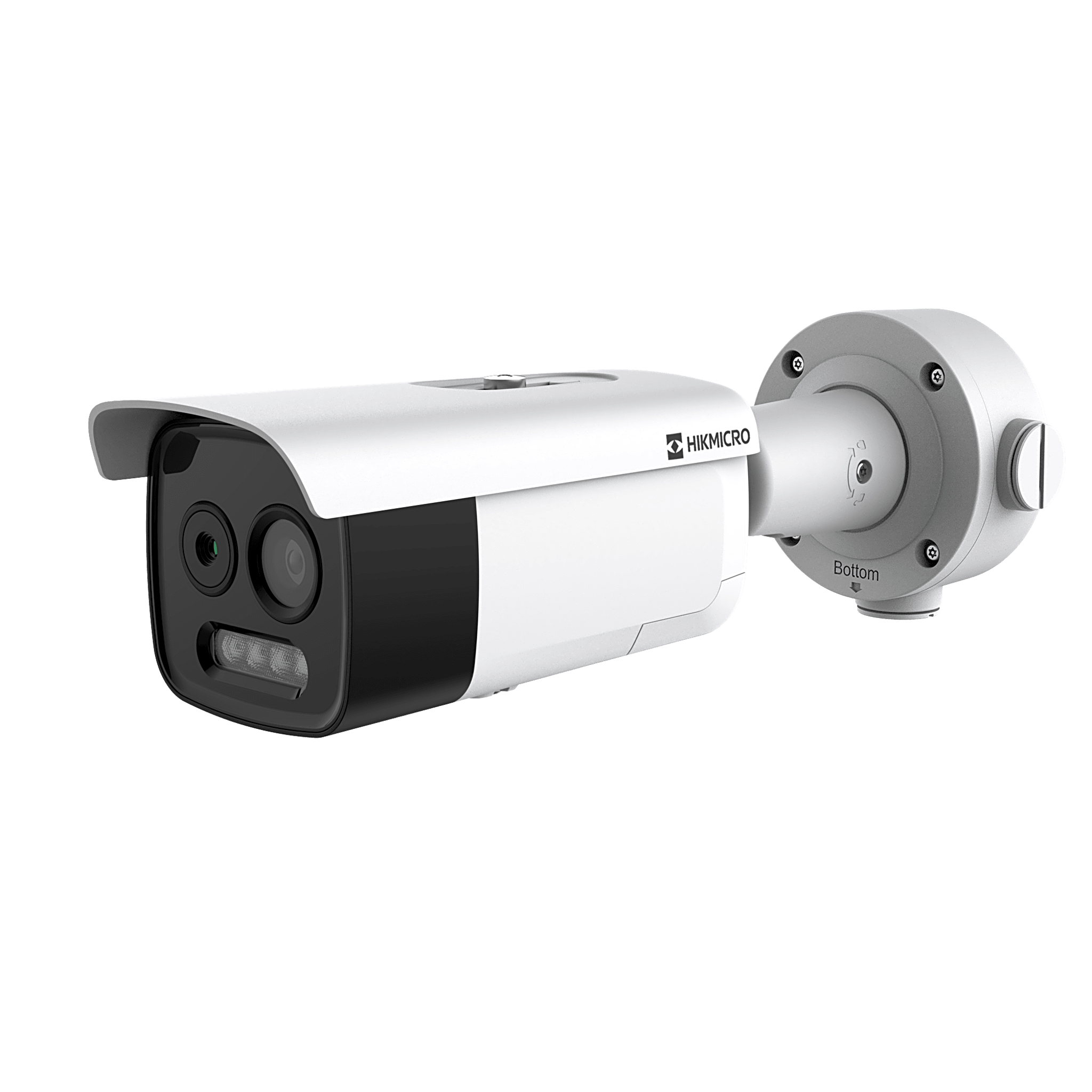 (HIKMICRO) Cámara Bala IP Bi-Espectral / Térmica (256 X 192 / 3.6 mm) + Óptica (5 MP / 4.3 mm) / IA GUANLAN / Rango: -20°C a 650°C / 2°C Tolerancia / Detección de Fuego y Humo / Alarma Visual y Audible / Dual Light