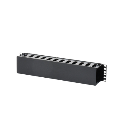 Organizador de Cables Horizontal de 2U para Rack de 19", Fabricado en Polímero Resistente a Deformaciones y Rayones