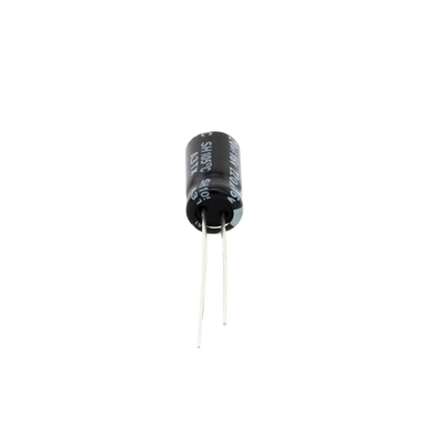 Capacitor Electrolítico en Aluminio, Radial de 220 µFd, 16 Vcc, 105 °C, 6.3 x 11 mm.