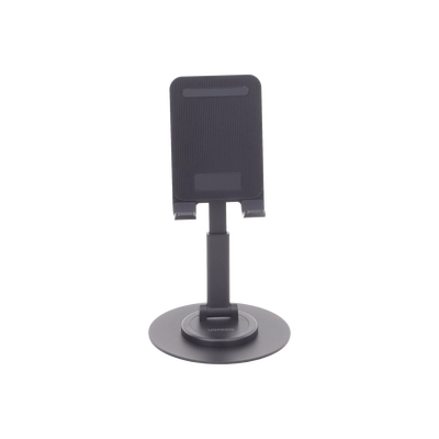 Soporte para Teléfono Celular Giratorio | 360° de Rotación | Angulo Ajustable | Altura Ajustable 17-20cm | Antideslizante | Ejes Giratorios de Alta Precisión| Plegable | Aluminio | Color Gris