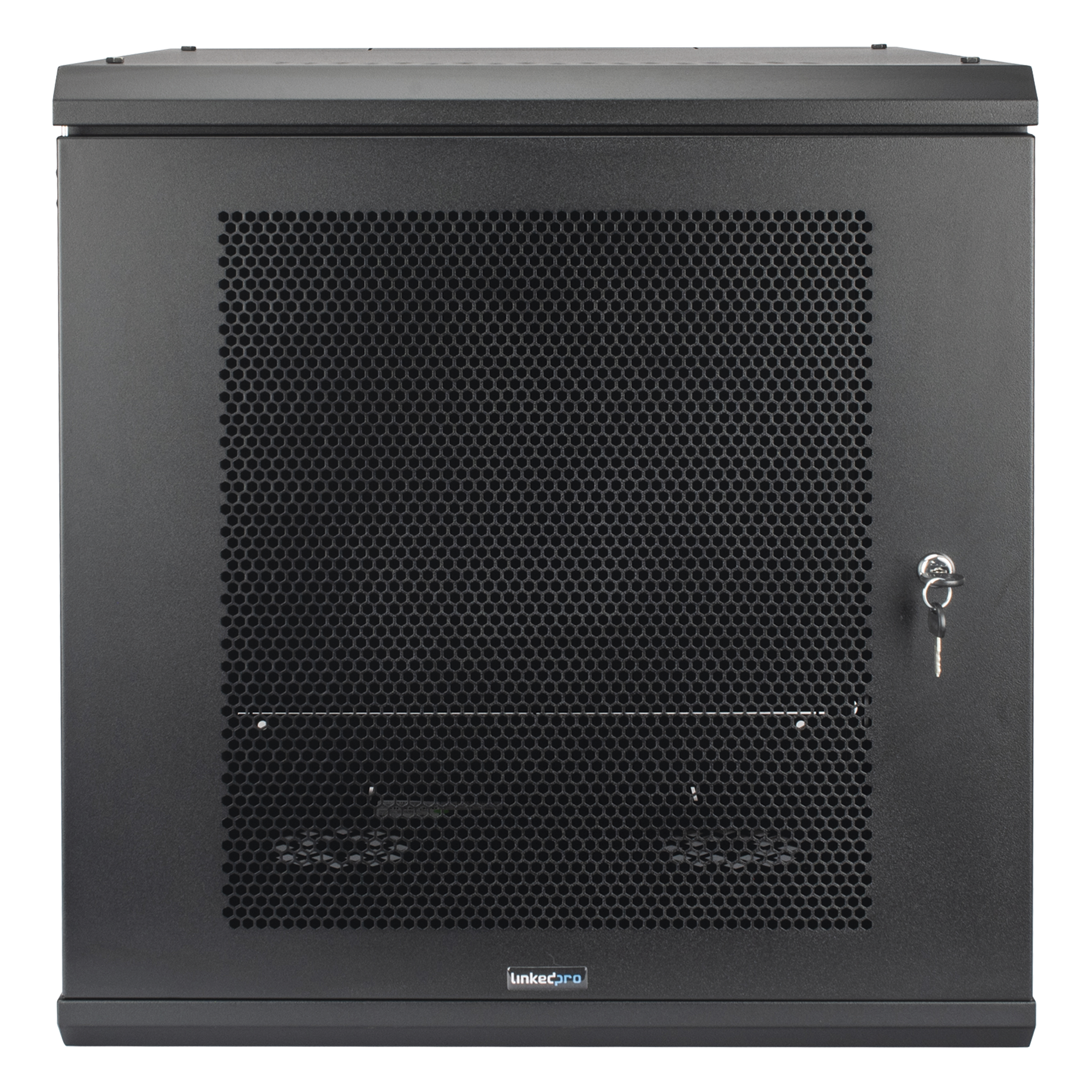 Gabinete de Pared con Puerta Perforada, 635mm de Profundidad, 12U Rack de 19 in, Acero Reforzado — LINKEDPRO · SKU SR-19-12-GN3P