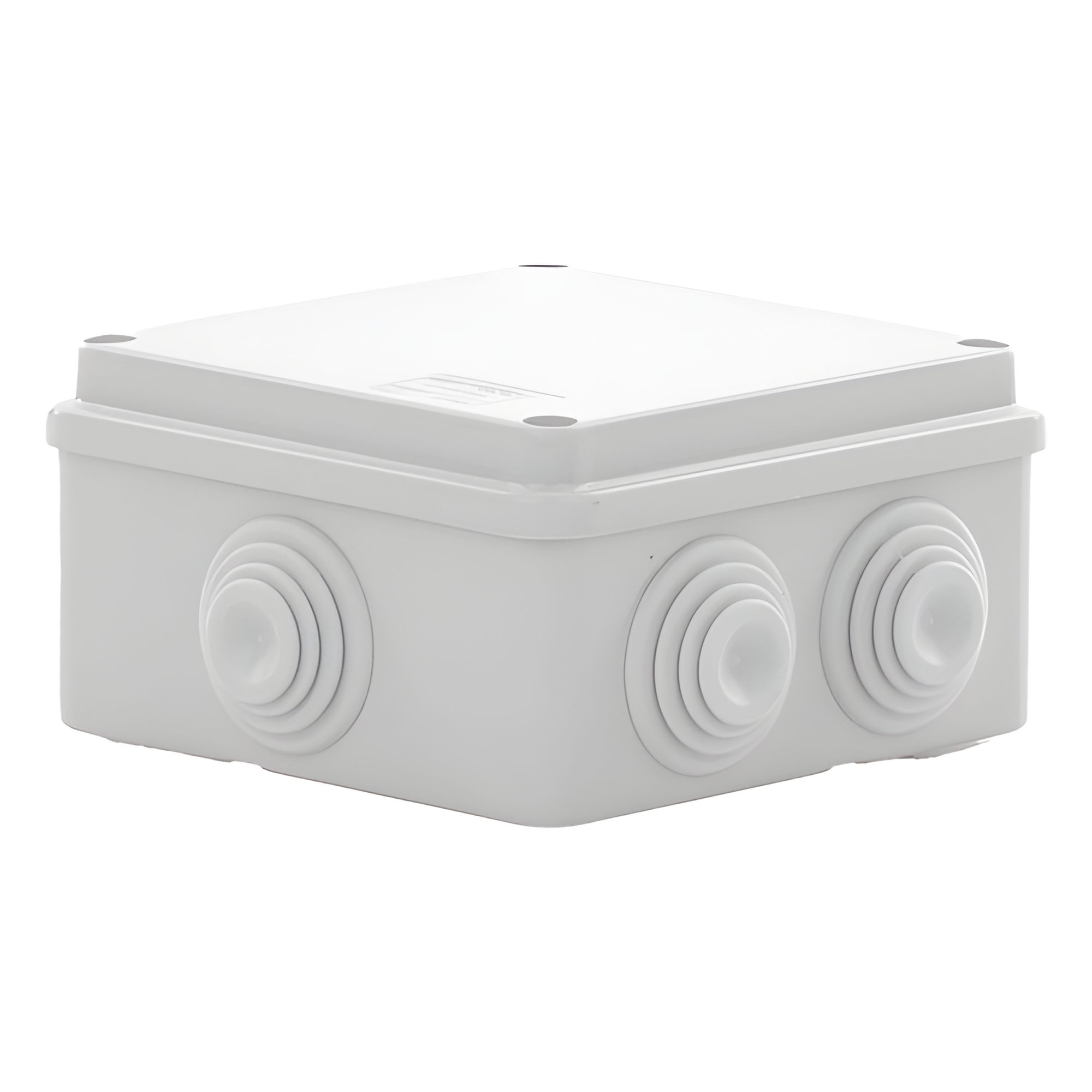 Caja Estanca de PVC Para Derivación y Conexión, 6 Entradas, Tapa Atornillada,100x100x50 mm (Área Interna), Uso Exterior IP55, Material que no Propaga el Fuego y Libre de Hálogenos