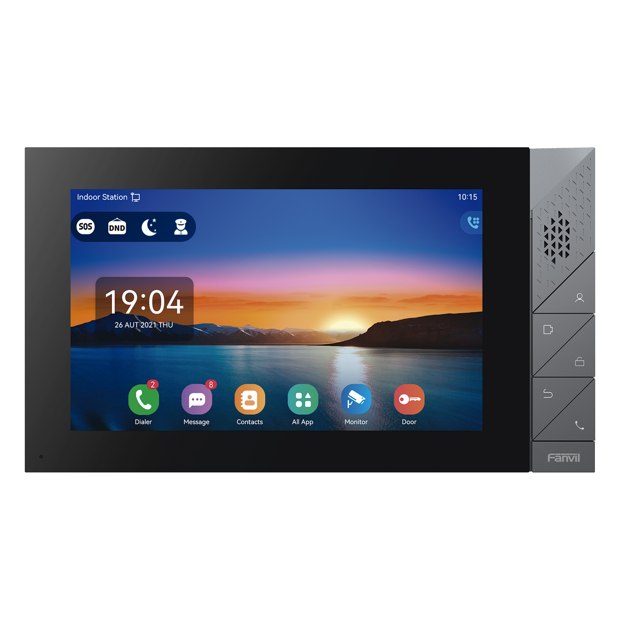Monitor IP/SIP para interior con Android, Wi-Fi, Bluetooth, pantalla táctil de 7", audio de 2 vías, PoE, 8 interfaces de entrada de alarma. — FANVIL · SKU I55A