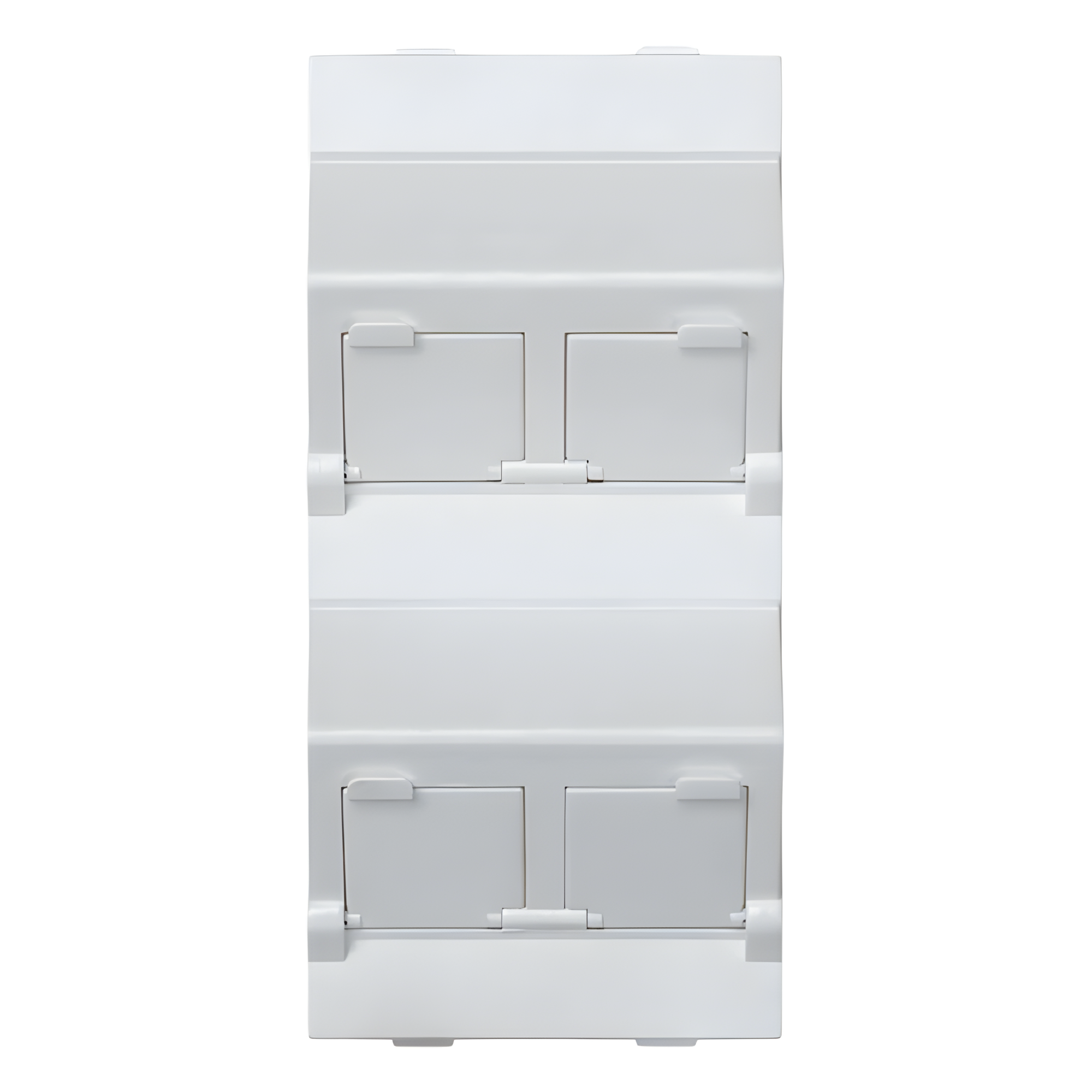 Placa Voz y Datos Inclinada / Guardapolvo Integrado / 2 Puertos Keystone / 108×52 mm / 4.25×2.05 in — SIMON · SKU SM-FP-4-KEYA