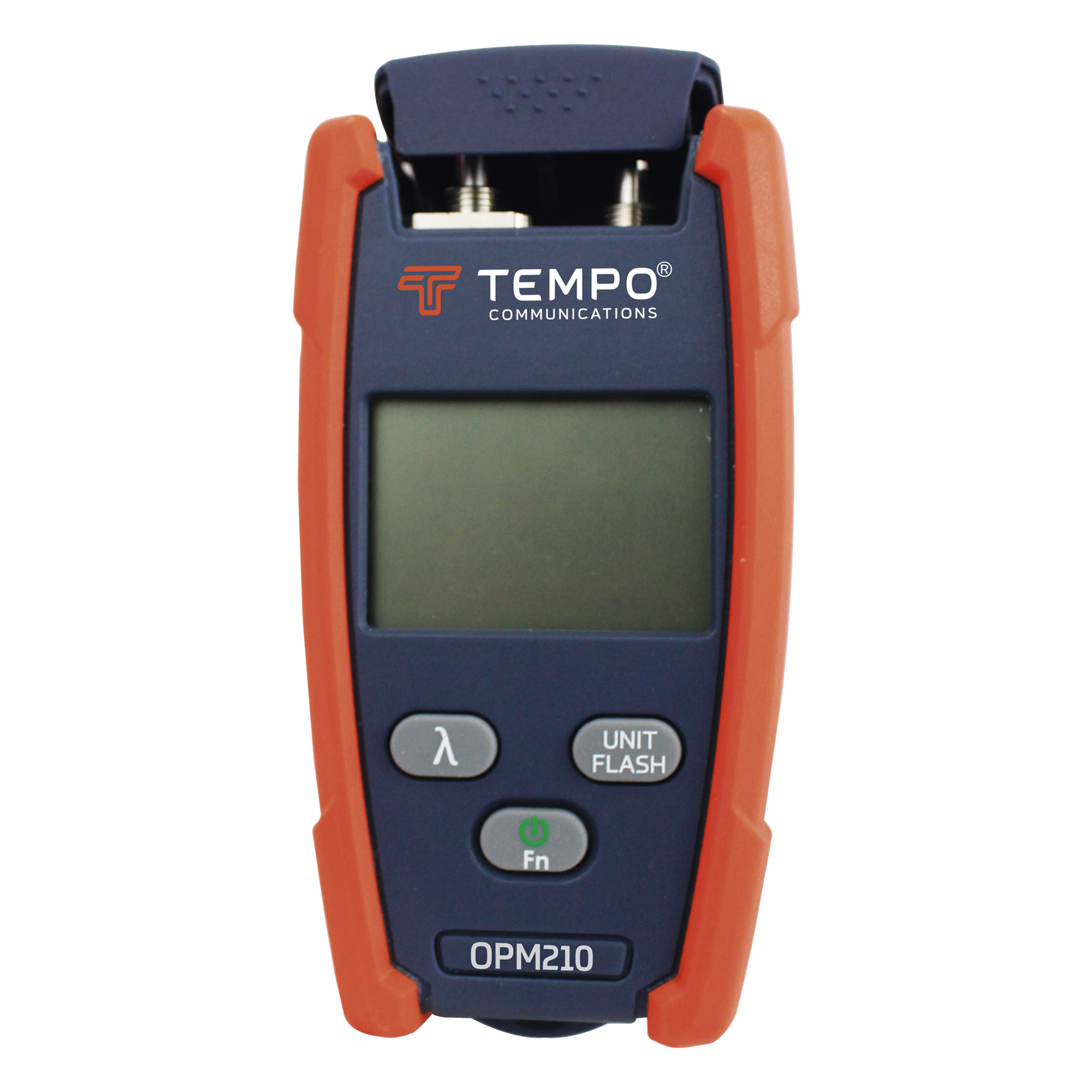 Medidor de Potencia Óptica / VFL Integrado / -70 a +10 dBm / 6 Longitudes de Onda / Alcance 4 km / 2.5 mm Universal — TEMPO · SKU OPM-210