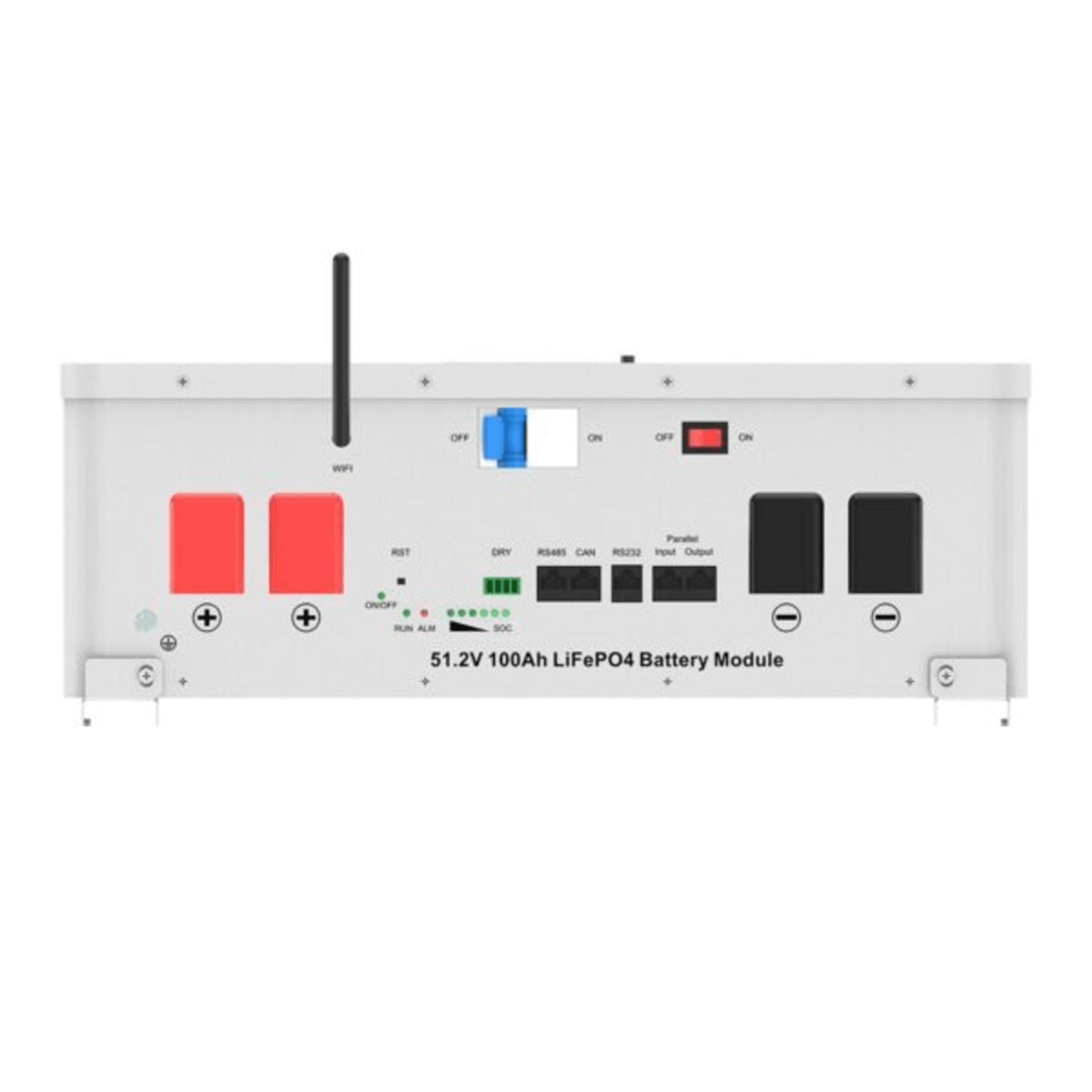 Batería de Litio Ferrofosfato LiFePO4 100Ah 51.2V / Tecnología LFP Cobalto Free/ ≥6000 Ciclos Vida Útil / BMS Inteligente Integrado / Comunicación CAN-RS485-WiFi / 5 Años Garantía