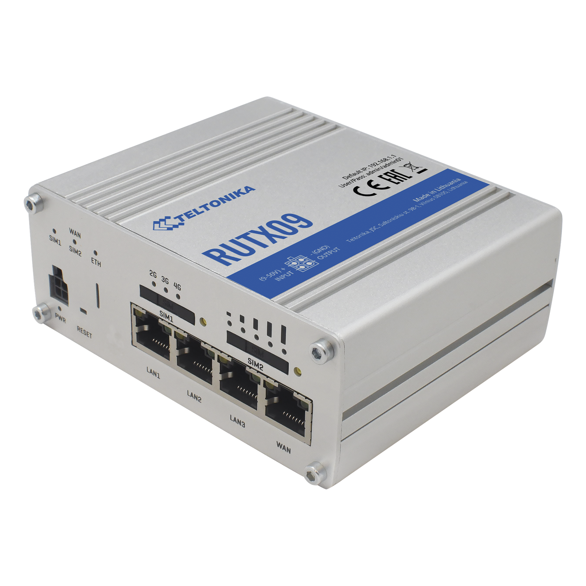 Router Industrial LTE 4.5G Cat 6 / 300 Mbps / 4 Puertos Gigabit / Doble SIM / GNSS / PoE / -40°C a 75°C — TELTONIKA · SKU RUTX09