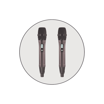Kit de Microfonía inalámbrico | 2 Micrófonos de mano | Receptor UHF | Pantalla LCD | 200 Canales | Gran cobertura
