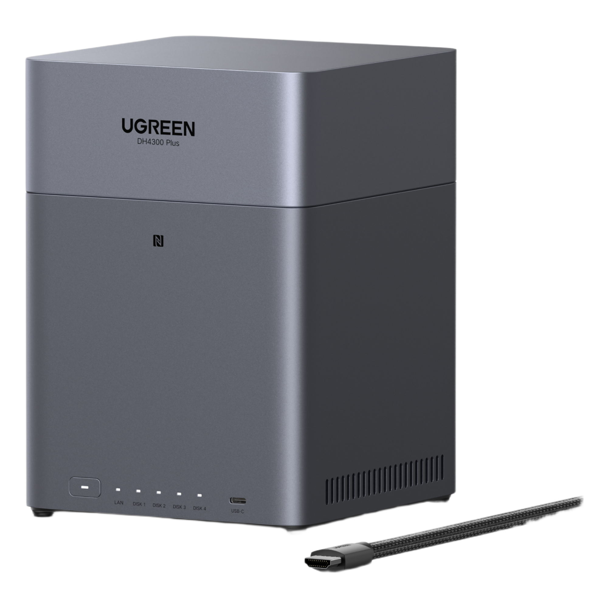NAS UGREEN NASync DH4300PLUS / 4 Bahías SATA / Procesador RK3588C 8 GB RAM / 2.5GbE Puerto / HDMI 4K / USB 3.2 Type-C / RAID 0/1/5/6/10 / Acceso Remoto UGREENlink · SKU 85449