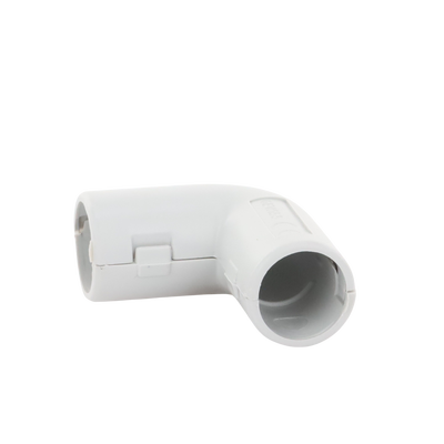 Unión en "L" (Codo) para tubería rígida, recomendado para cable eléctrico, PVC Auto-extinguible, de 16 mm