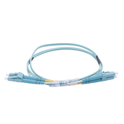 Jumper de Fibra Óptica Multimodo OM4 50/125 LC-LC OFNR (Riser), 2.0 mm, Dúplex, Aqua, 1 metro (3.28 pies)