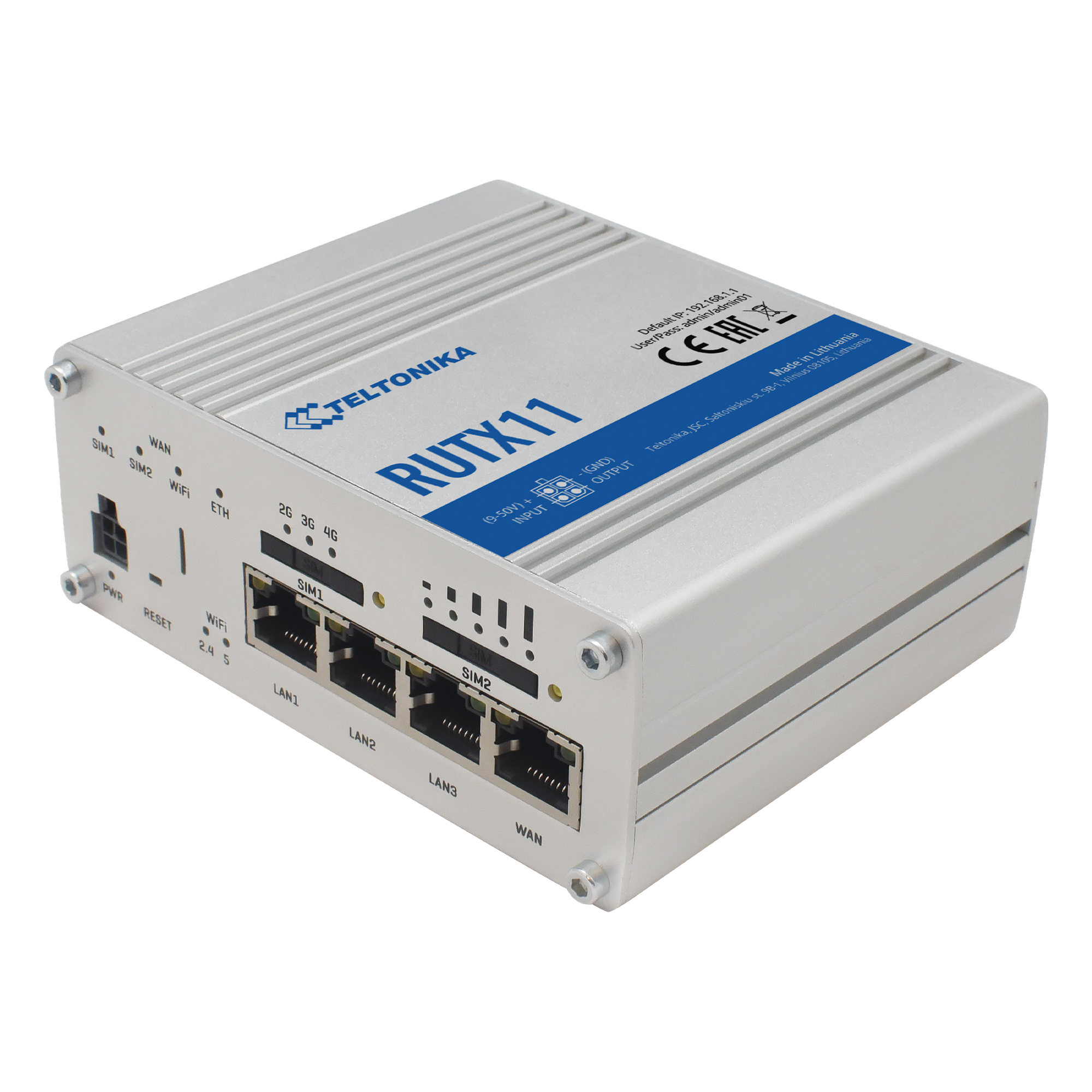 Router Industrial LTE 4.5G Cat 6 / 300 Mbps / WiFi 5 Dual Band / 4 Puertos Gigabit / Doble SIM / GNSS / PoE — TELTONIKA · SKU RUTX11