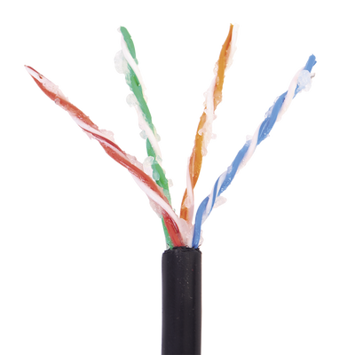 Bobina de 305 Metros (1000 Pies) Cat5e con Gel para Exterior, Color Negro, para Aplicaciones en Sistemas de Redes de Datos y Cableado Estructurado. Uso Intemperie.