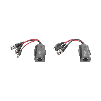 Kit de transceptores activos, envía alimentación 12V/24Vcc/AC, video y audio a una distancia de hasta 150 m en 4K para aplicaciones de video por UTP Cat 5e / 6 en alta definición.