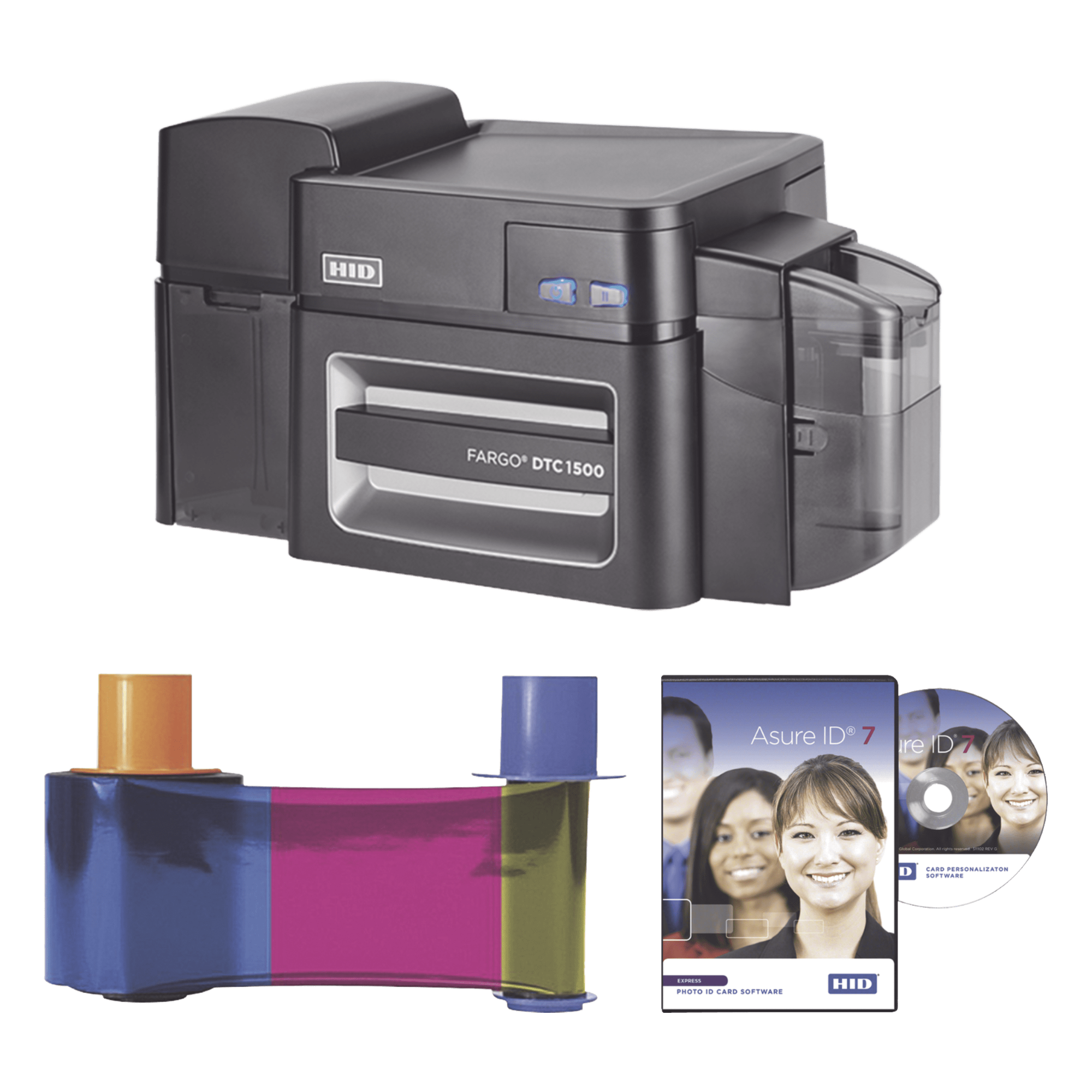 Impresora de Tarjetas Direct-to-Card DTC1500, 300 dpi, 16.7 Millones de Colores, Seguridad Avanzada, Marca de Agua Personalizada, Encriptación AES 256, Ethernet, USB, Opciones de Codificación Múltiples — HID · SKU 50616V2