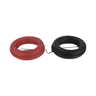 Kit de 2 rollos de 25 metros de cable fotovoltaico de cobre, rojo y negro, calibre 10 AWG (6mm²), Tipo PV, 1000/2000 V y 120°C.