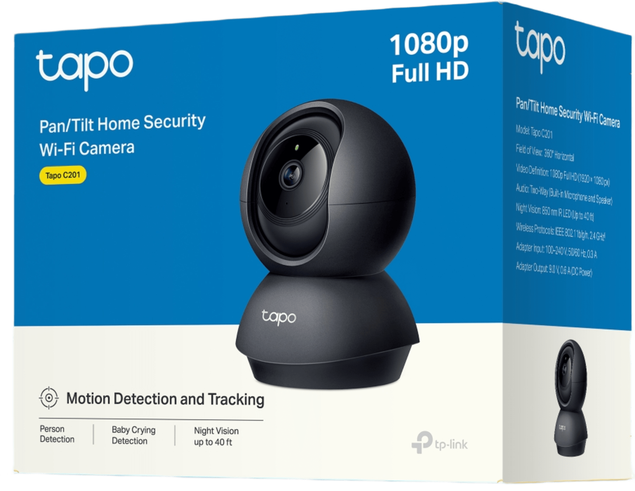 Cámara de Seguridad Interior Wi-Fi 360°, 1080p Full HD, Visión Nocturna 12 m, Detección IA Personas y Llanto de Bebé, Audio Bidireccional, Compatible Alexa y Google Home, Almacenamiento microSD 512 GB